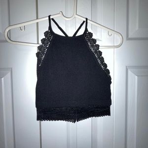 Reflect Boutique- Black Halter top with lace